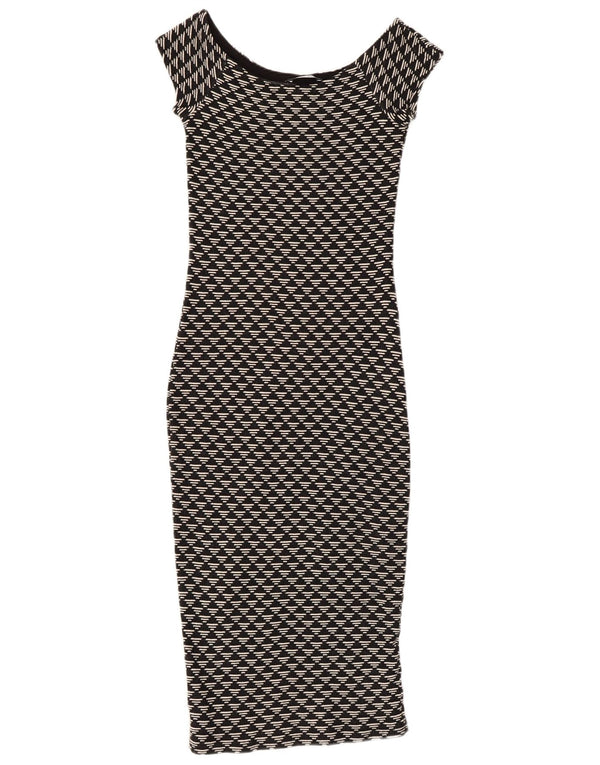 Zara Damen, figurbetontes Kleid, Größe S, Schwarz, geometrisch
