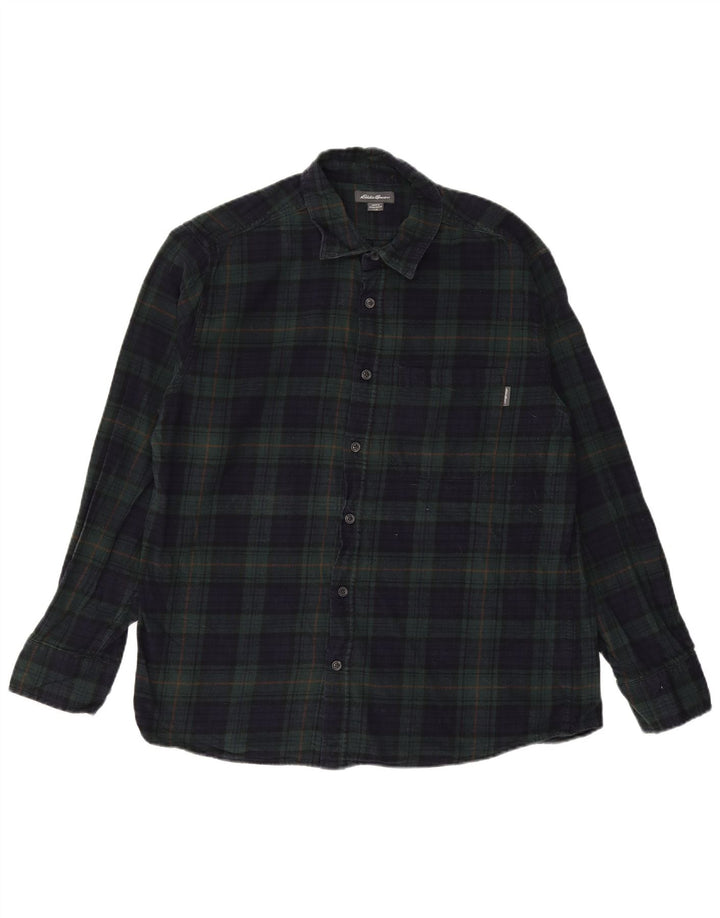 EDDIE BAUER Herren-Flanellhemd, groß, marineblau, kariert, Baumwolle