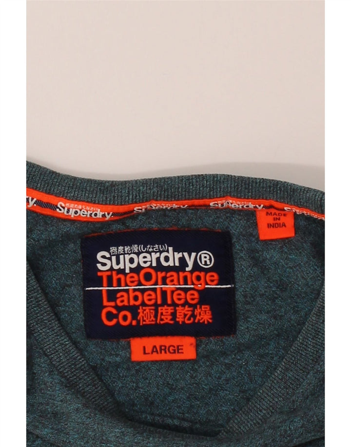 SUPERDRY Womens T-Shirt Top UK 14 Large Blue Flecked Vintage Superdry and Second-Hand Superdry from Messina Hembry 