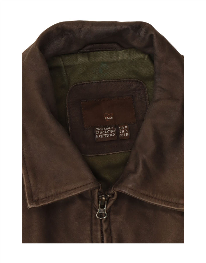 Zara Herren Lederjacke UK 38 Mittelbraunes Leder