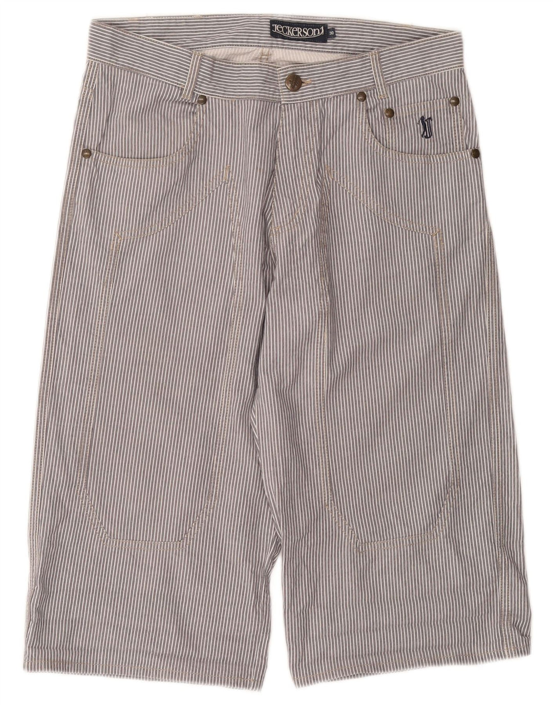 JECKERSON Herren-Bermudashorts W30 Mittelgraue Nadelstreifen-Baumwolle