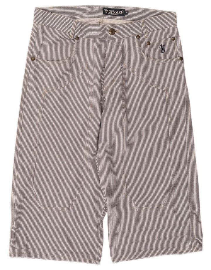 JECKERSON Herren-Bermudashorts W30 Mittelgraue Nadelstreifen-Baumwolle