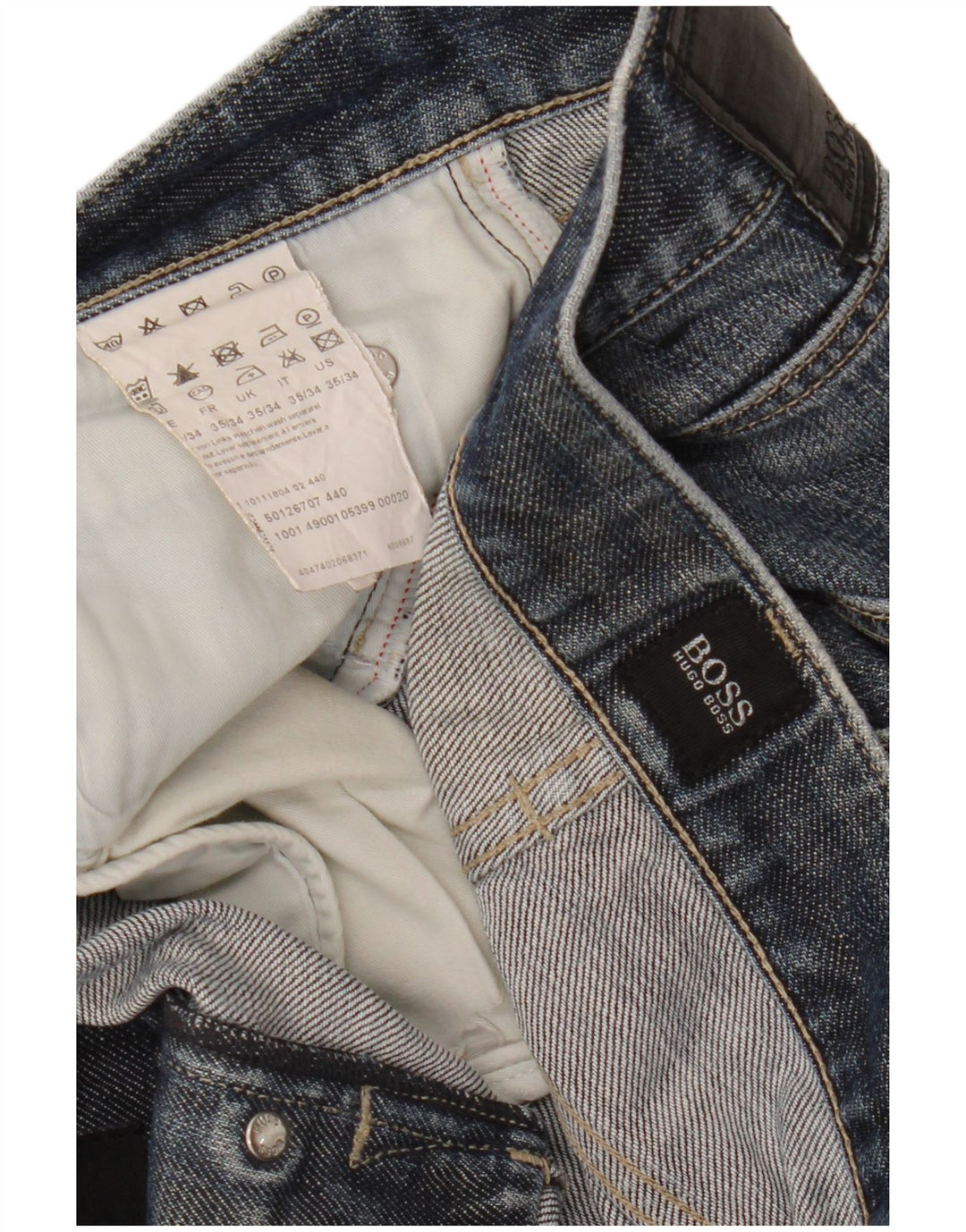 Hugo Boss Herren Straight Jeans W35 L34 Blaue Baumwolle