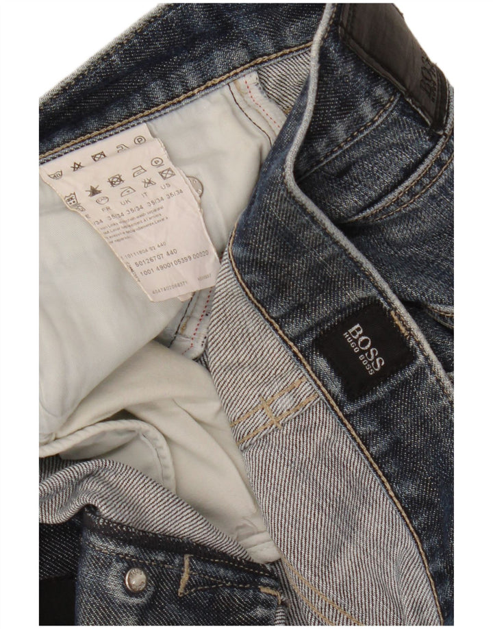 Hugo Boss Herren Straight Jeans W35 L34 Blaue Baumwolle