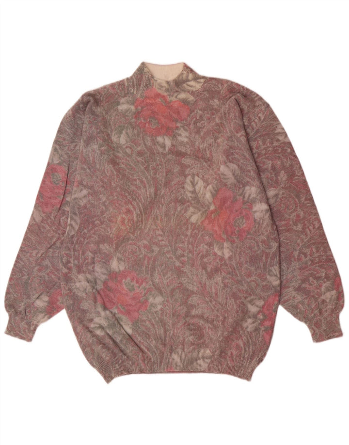 Vintage Damen Rollkragenpullover Pullover UK 12 Medium Mehrfarbig Retro