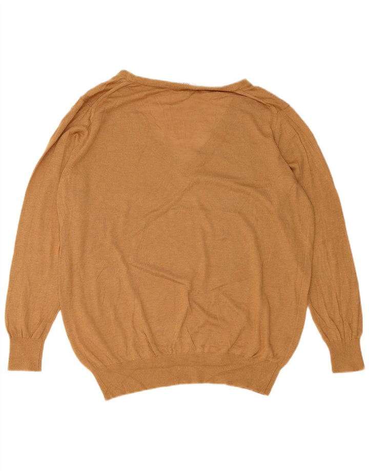 Übergroßer Pullover mit V-Ausschnitt von Zara für Damen, Gr. 14, Mittelbraun