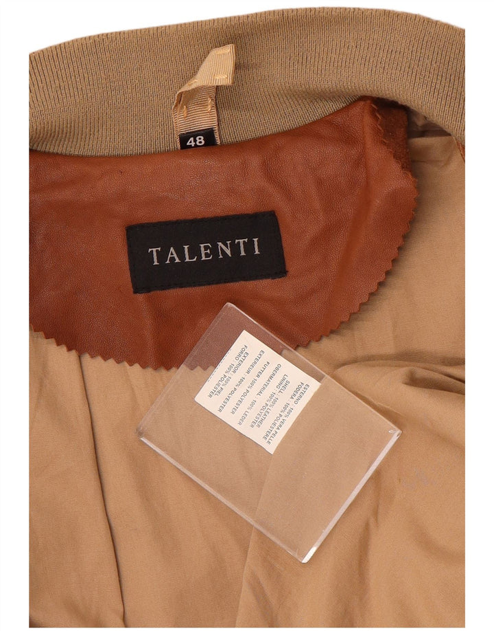Talenti Herren-Lederjacke IT 48 Mittelbraunes Colourblock-Leder
