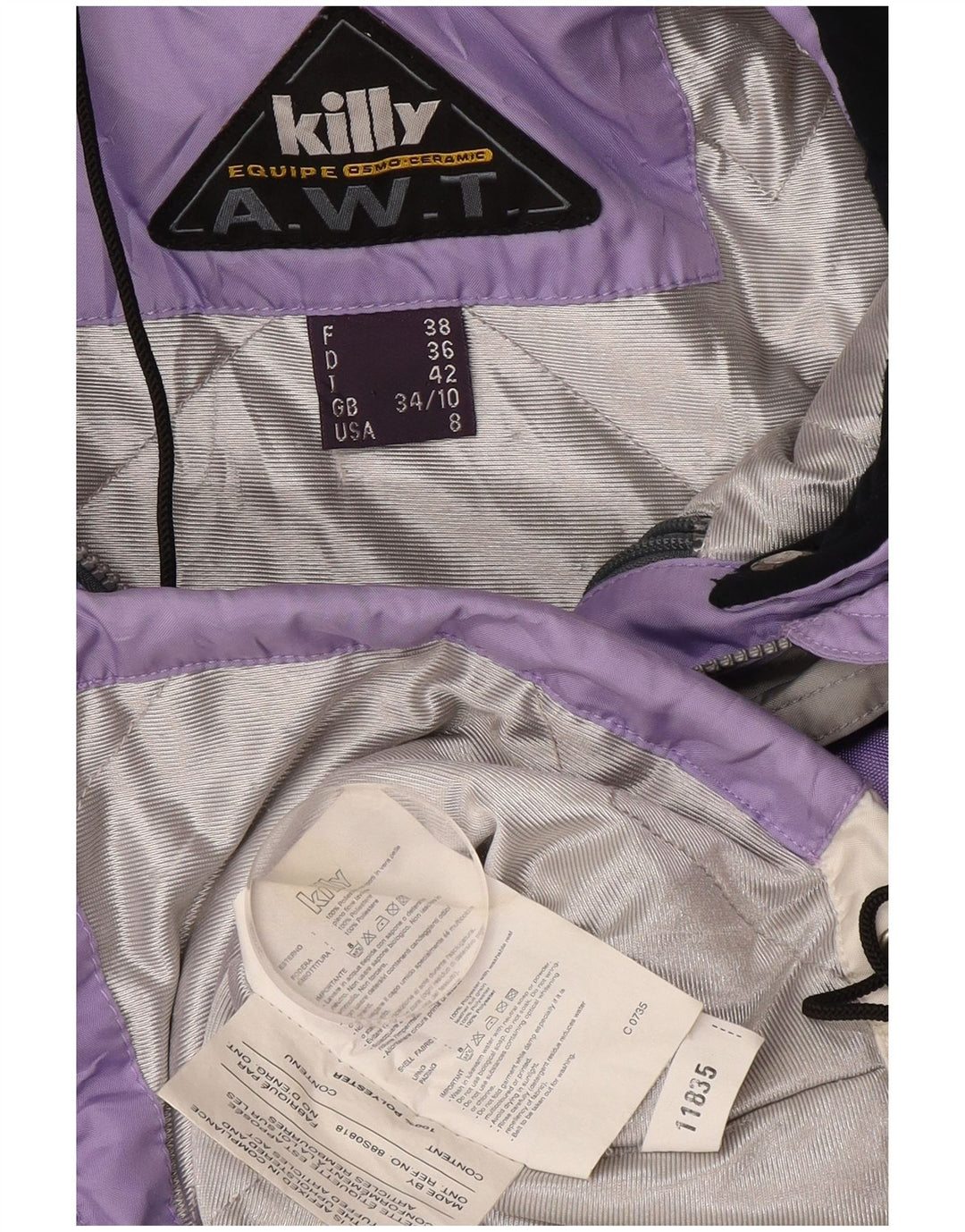 Killy Skijacke mit Kapuze für Damen, UK 10, Größe S, Lila, Farbblock-Polyester