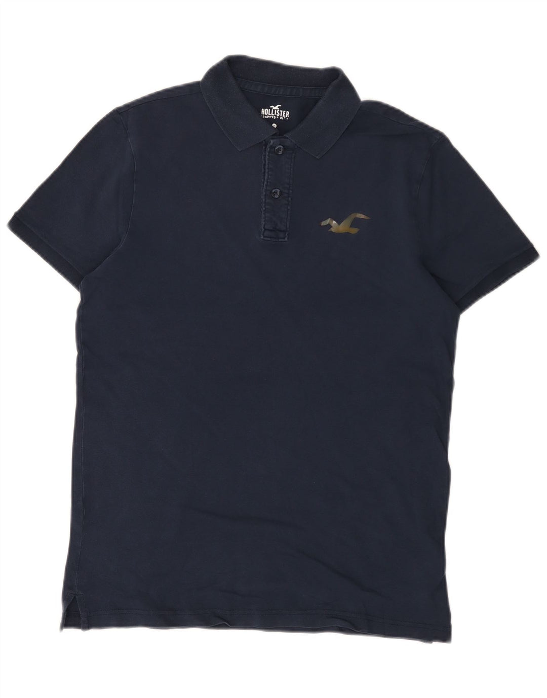 Hollister Herren-Poloshirt aus mittelblauer Baumwolle in Marineblau