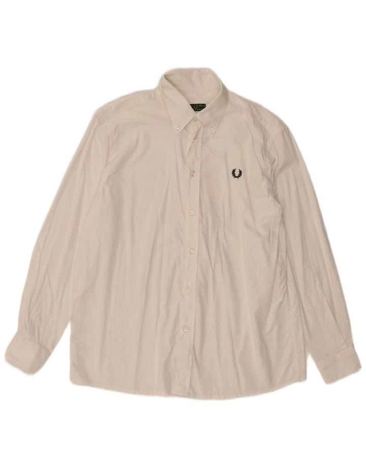 Fred Perry Jungen-Hemd, 11–12 Jahre, weiße Baumwolle