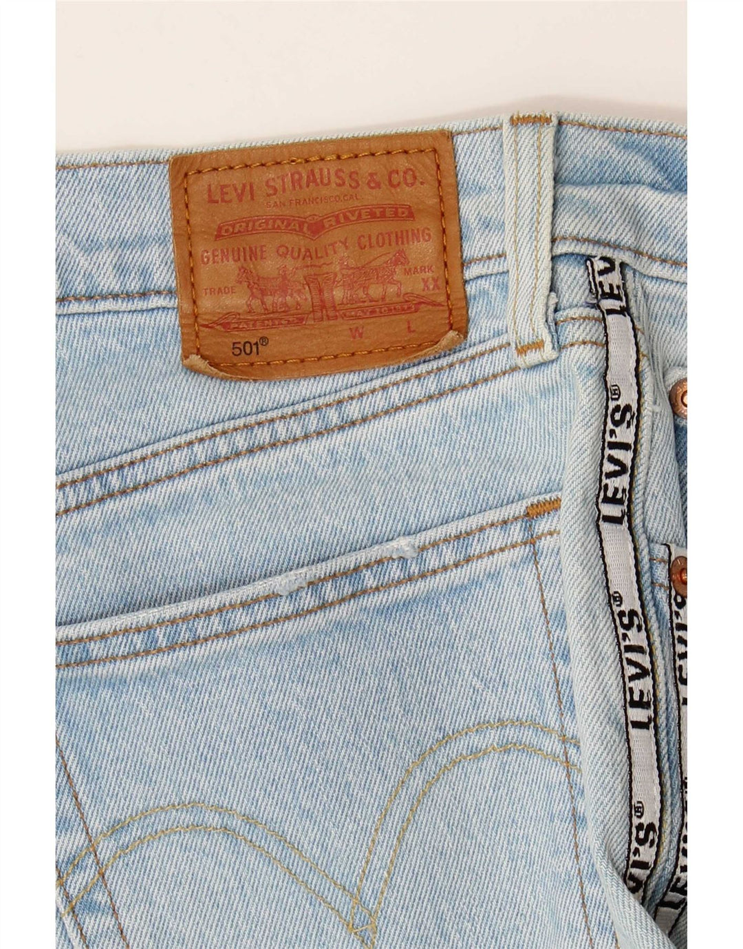 Levi's Damen 501 Graphic Straight Jeans W30 L26 Blauer Farbblock