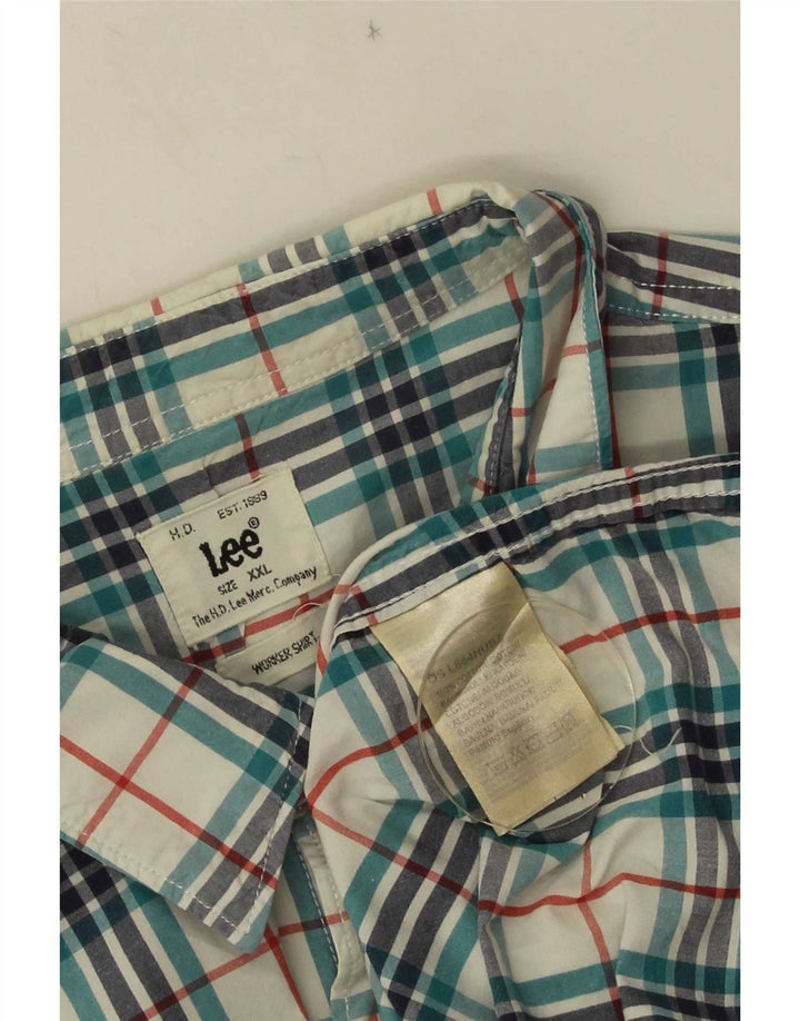 Lee Herren-Kurzarmhemd 2XL, blau kariert, Baumwolle