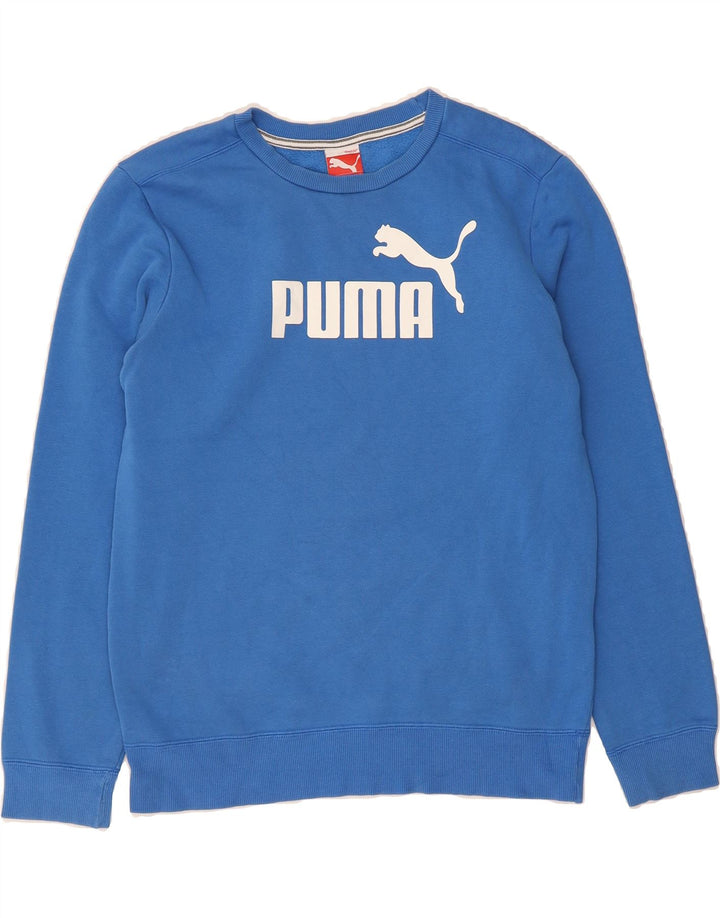 PUMA Mens Graphic Sweatshirt Jumper Small Blue Cotton Vintage Puma and Second-Hand Puma from Messina Hembry 