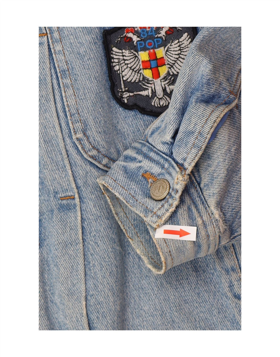 POP 84 Herren Denim Sherpa Jacke UK 38 Mittelblau