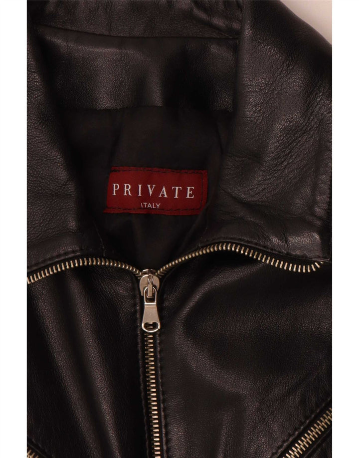 Private Damen Lederjacke IT 44 Medium Schwarz