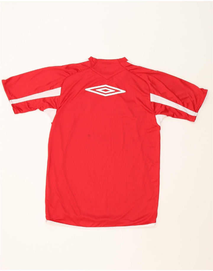 UMBRO Mens Football Shirt Small Red Colourblock Polyester Vintage Umbro and Second-Hand Umbro from Messina Hembry 
