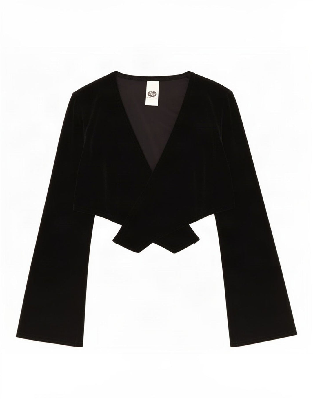 Vintage Damen Velours Bolero Top UK 10 Small Schwarz Polyester
