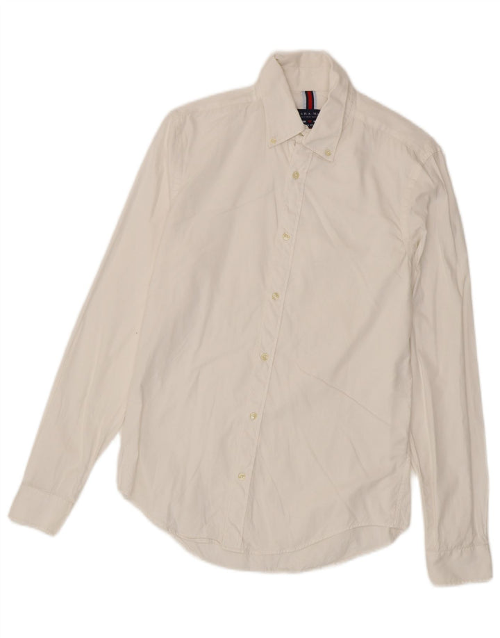 Zara Herren-Slim-Fit-Hemd, Größe S, weiße Baumwolle