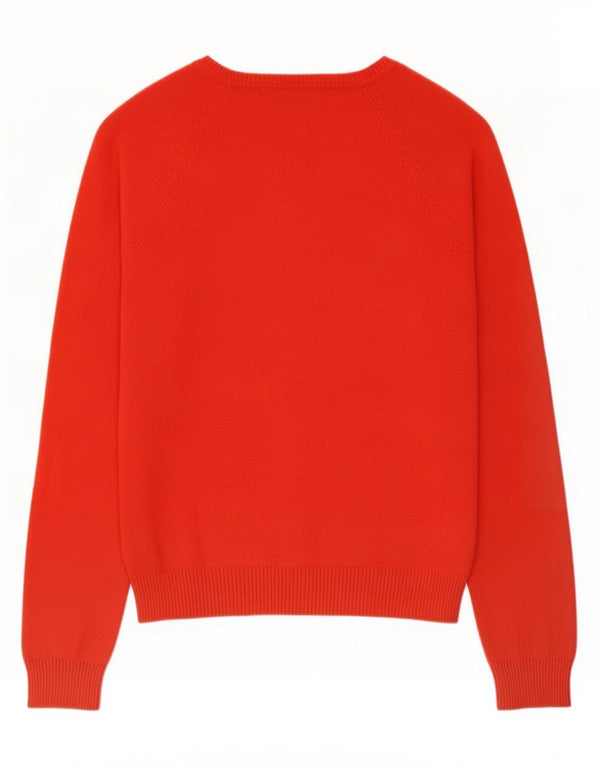 Zara Damen-Pullover mit V-Ausschnitt, UK 14, Größe L, rote Baumwolle