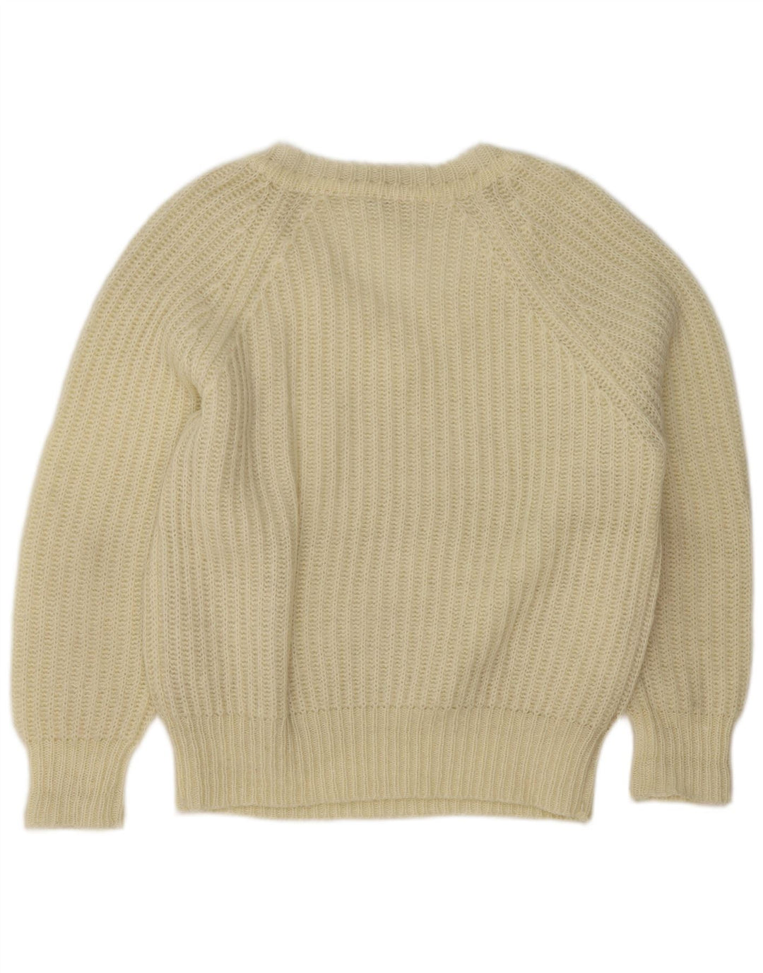 Vintage Damen V-Ausschnitt Pullover Pullover EU 38 Medium Off White Acryl