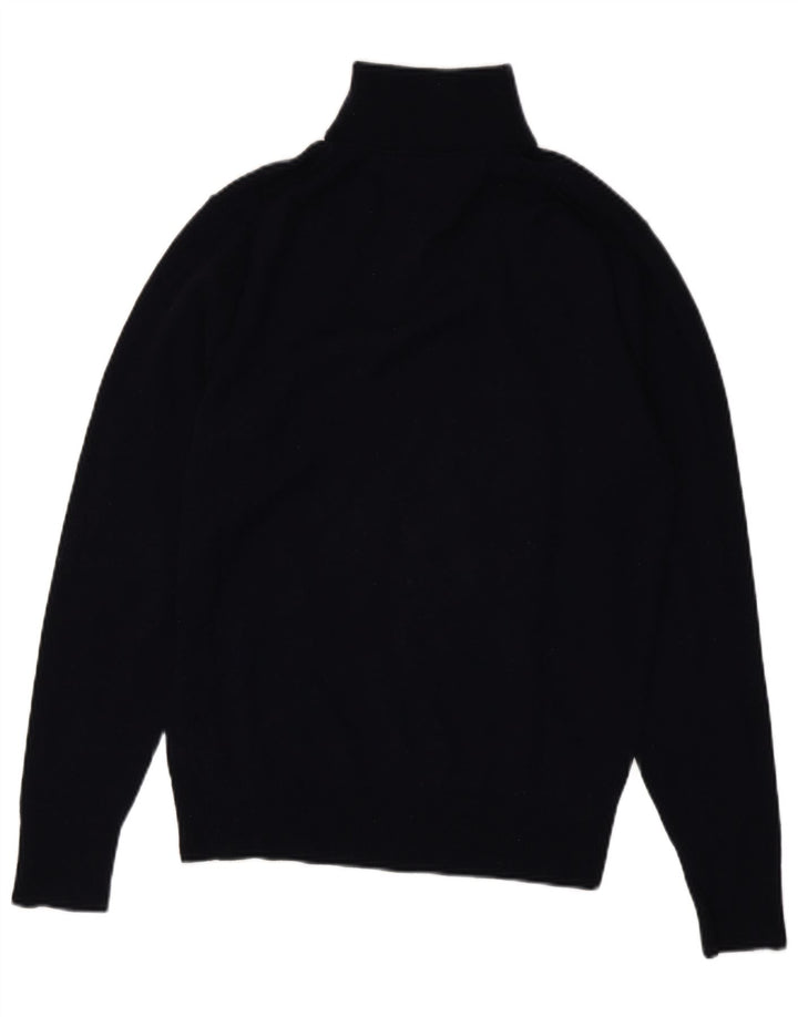 TOMMY HILFIGER Herren-Pullover mit Reißverschluss am Hals, groß, marineblaue Lammwolle