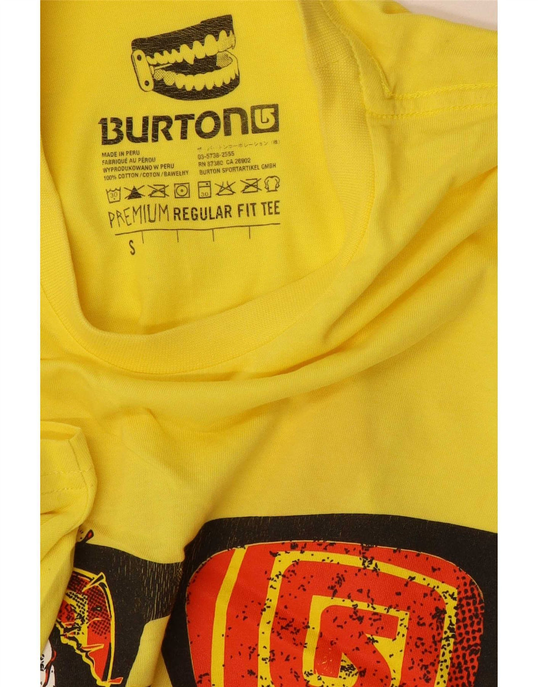 Burton Herren-T-Shirt mit Grafik, Größe S, Gelb, Baumwolle
