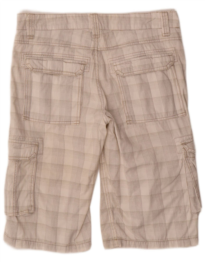 CLOCK HOUSE Herren-Cargoshorts W32 Mittelweiß karierte Baumwolle