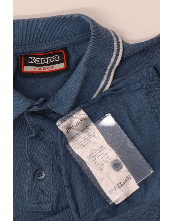 Kappa Herren-Poloshirt, groß, blau gestreift, Baumwolle
