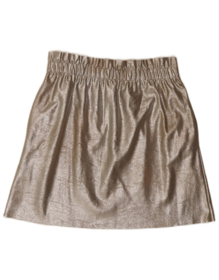 ZARA Damen Minirock Medium W26 Gold Polyurethan