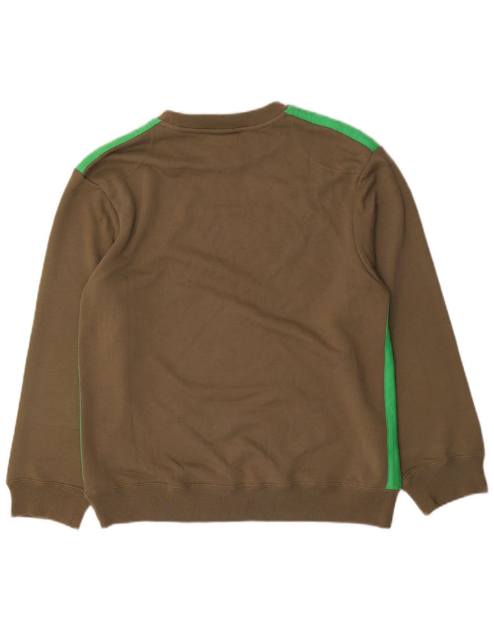 NIKE Boys Graphic Sweatshirt Jumper 12-13 Years Large Khaki Colourblock