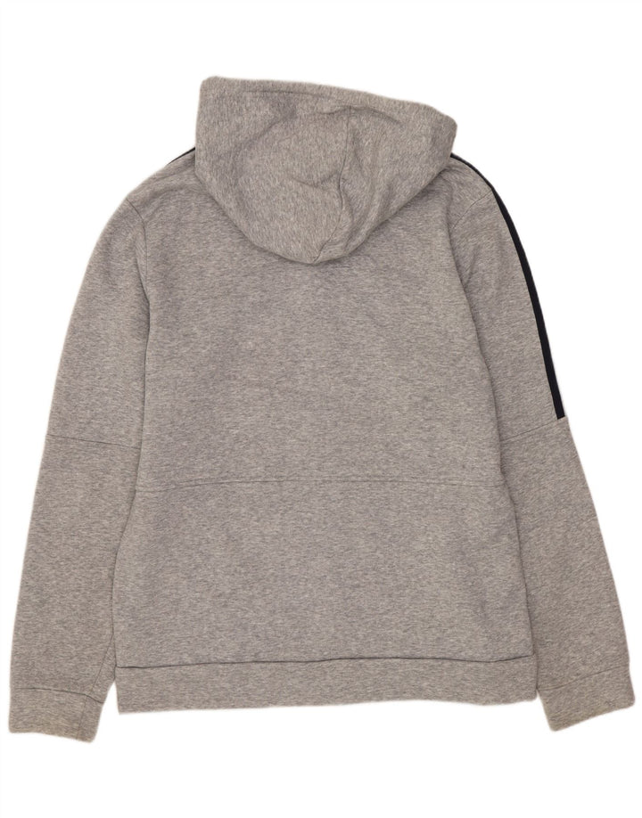 Adidas Herren-Kapuzenpullover mit Reißverschluss, mittelgraue Baumwolle