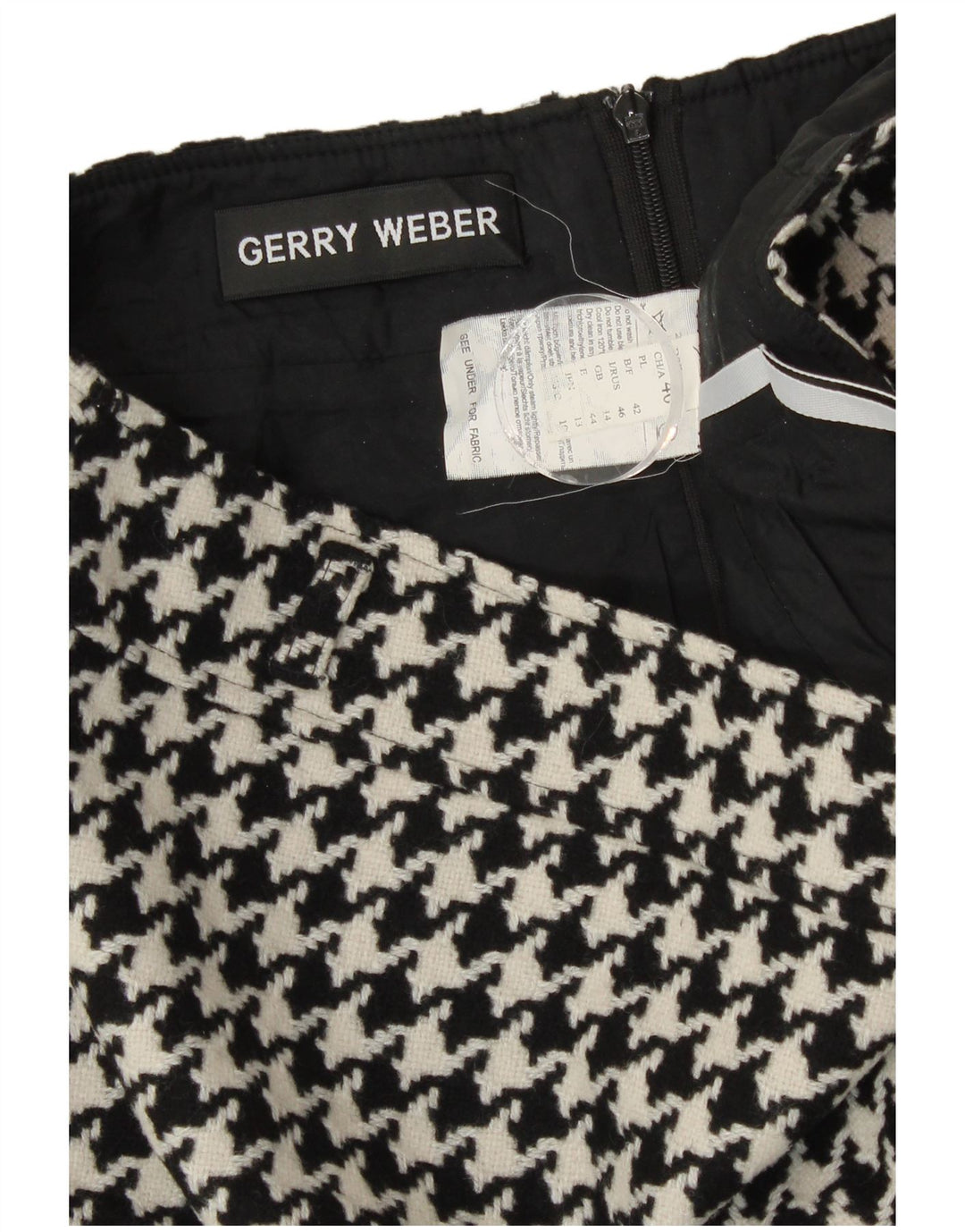 Gerry Weber Damen Bleistiftrock UK 14 Large W30 Schwarze Hahnentrittwolle