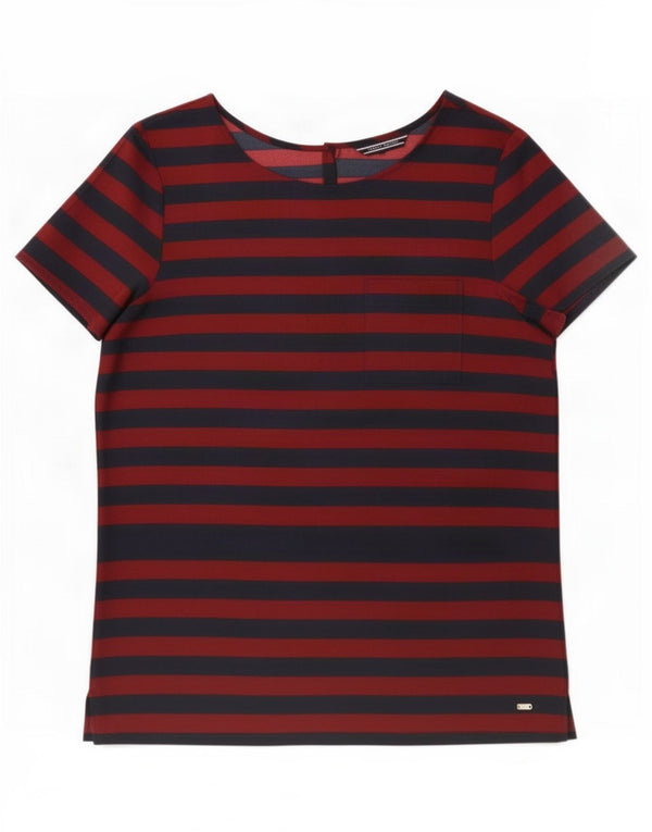 Tommy Hilfiger Damen-Blusenoberteil, US 8, mittelrot, gestreift, Polyester