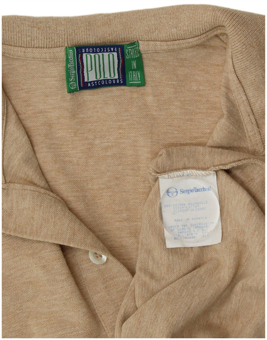 Sergio Tacchini Herren-Poloshirt aus mittelbeigemelierter Baumwolle