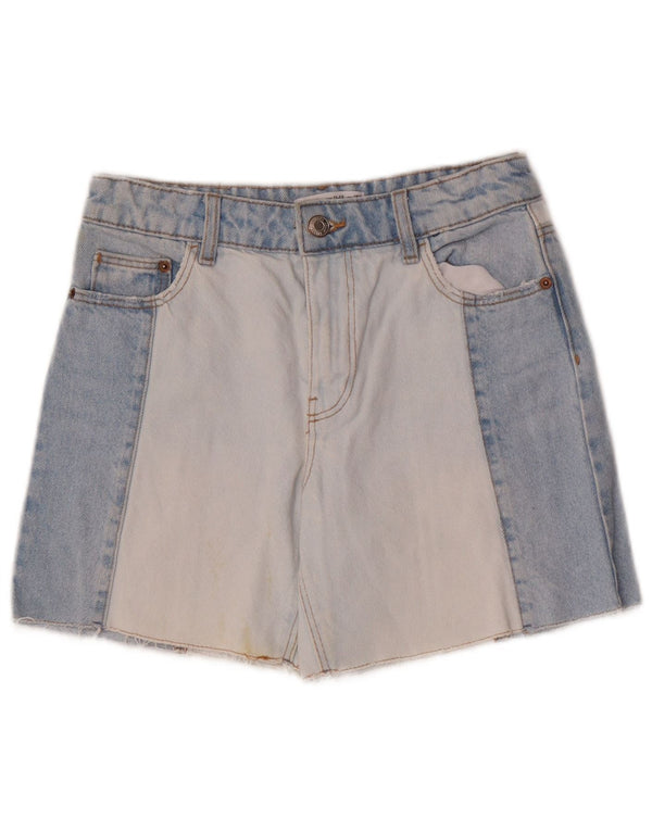 Zara Mädchen-Jeansshorts, 11–12 Jahre, W26, blaue Colourblock-Baumwolle