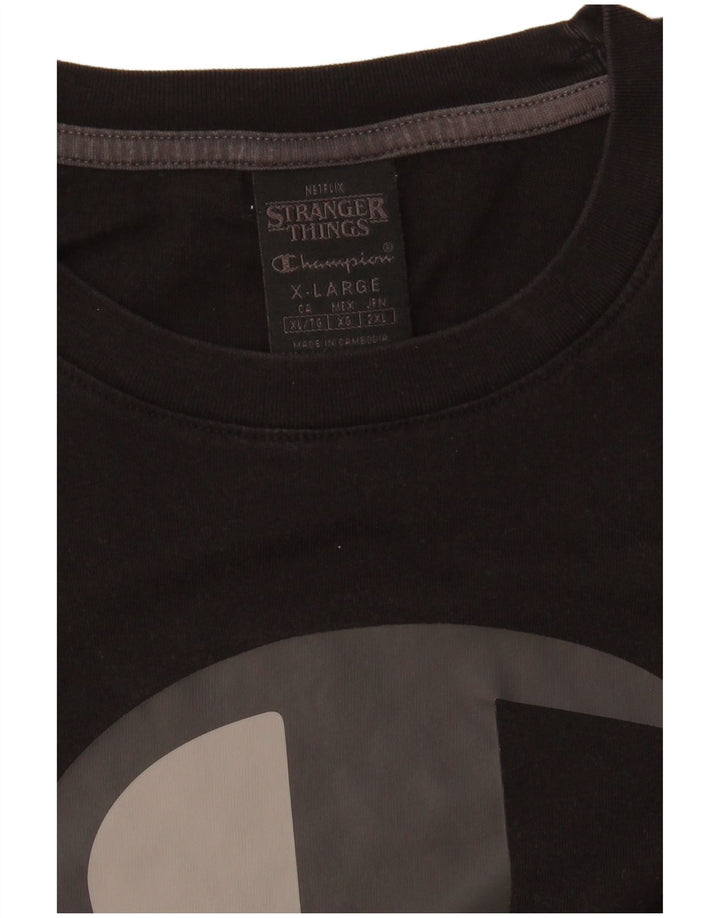 Champion Herren Stranger Things Grafik-T-Shirt-Oberteil XL Schwarz