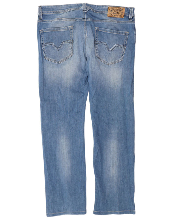 DIESEL Herren Straight Jeans W34 L30 Blaue Baumwolle