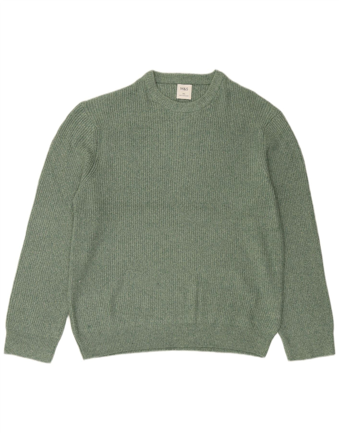 Marks & Spencer Herren-Pullover mit Rundhalsausschnitt, 2XL, grünes Polyamid