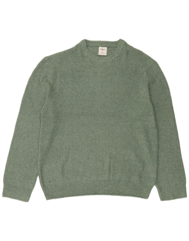 Marks & Spencer Herren-Pullover mit Rundhalsausschnitt, 2XL, grünes Polyamid