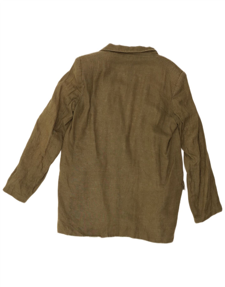 Offene Blazer-Jacke für Damen von Zara, UK 16, großes Khaki-Leinen
