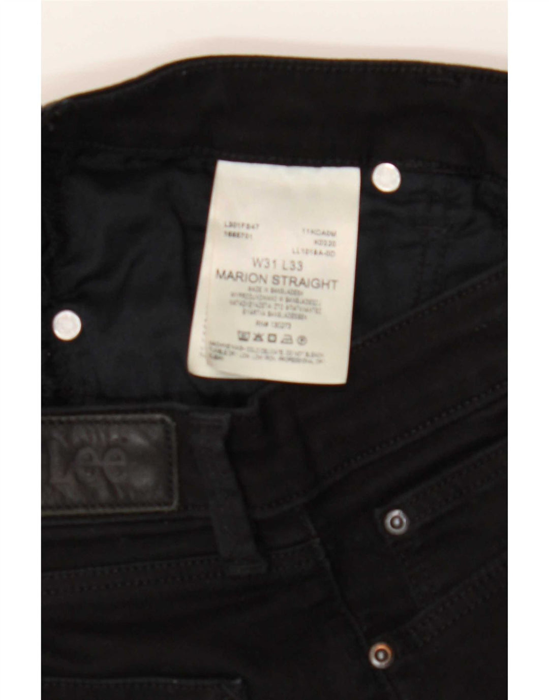 Lee Damen Marion Straight Jeans W31 L33 Schwarze Baumwolle