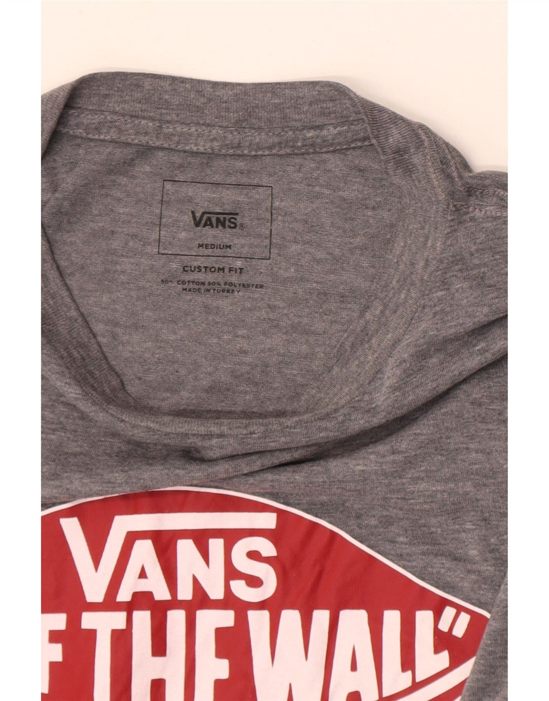 Vans Custom Fit Grafik-T-Shirt-Oberteil für Herren aus mittelgrau gesprenkelter Baumwolle