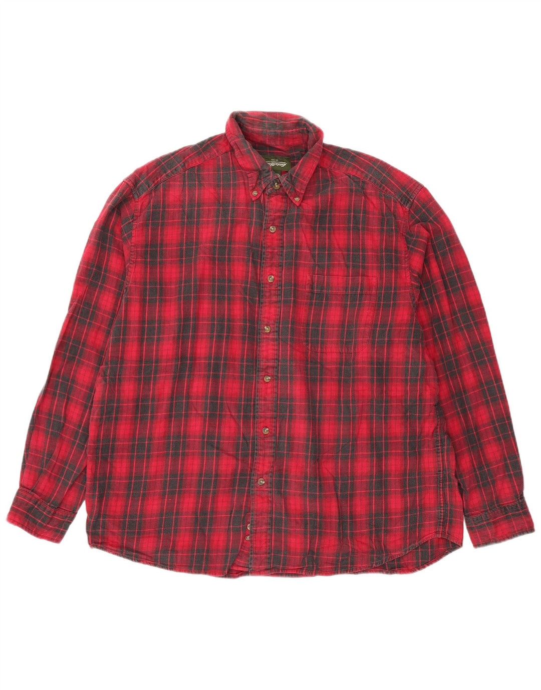 EDDIE BAUER Herren-Flanellhemd XL, rot kariert, Baumwolle
