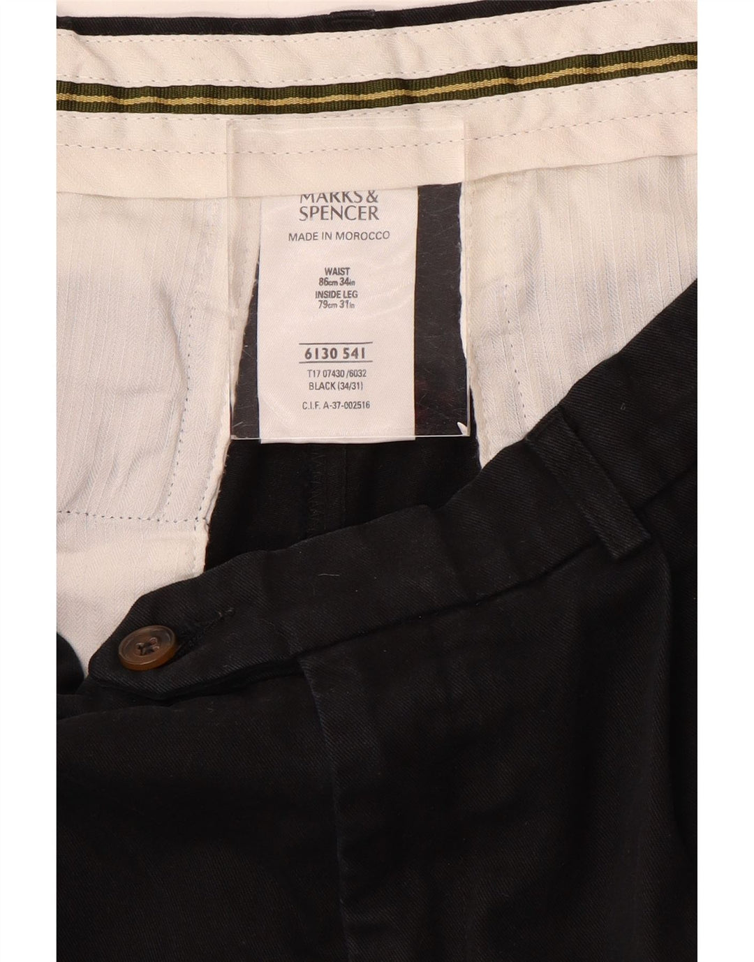 Marks & Spencer Herren-Anzughose mit Pegged-Anzug, W34, L31, schwarze Baumwolle