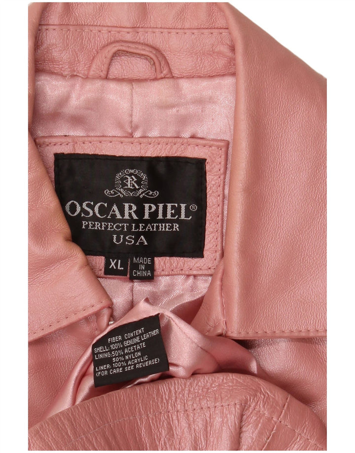 Vintage Damen Lederjacke UK 18 XL Rosa Leder