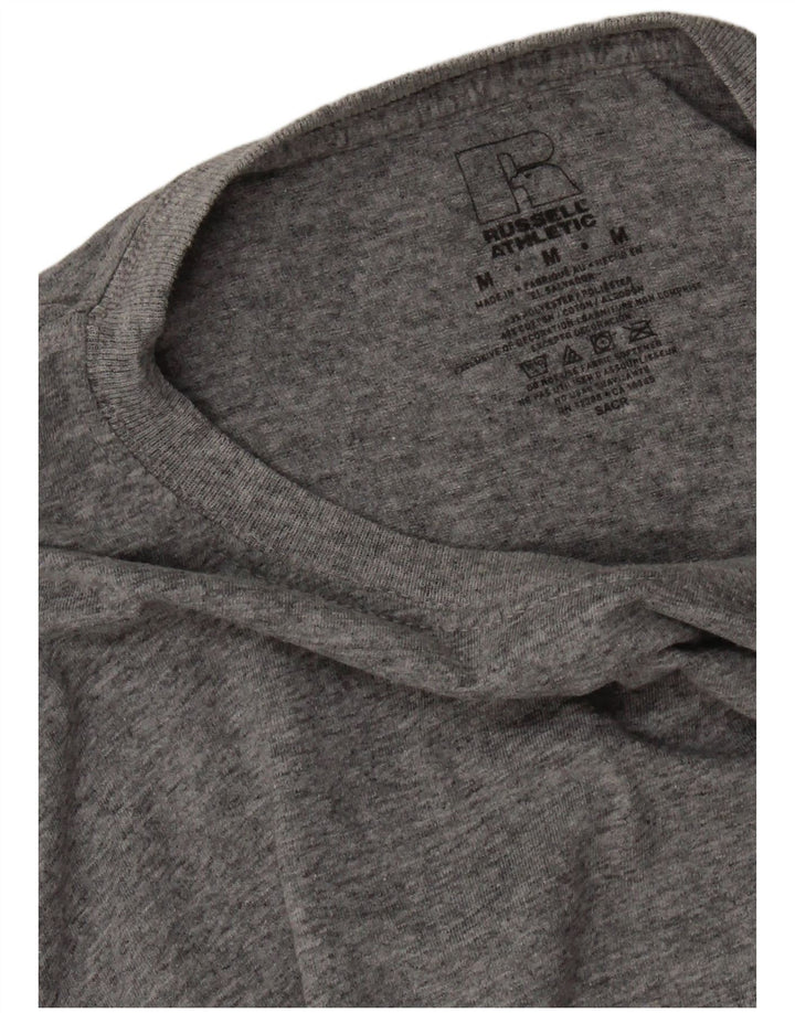 Russell Athletic Herren-T-Shirt-Oberteil aus mittelgrau gesprenkelter Baumwolle