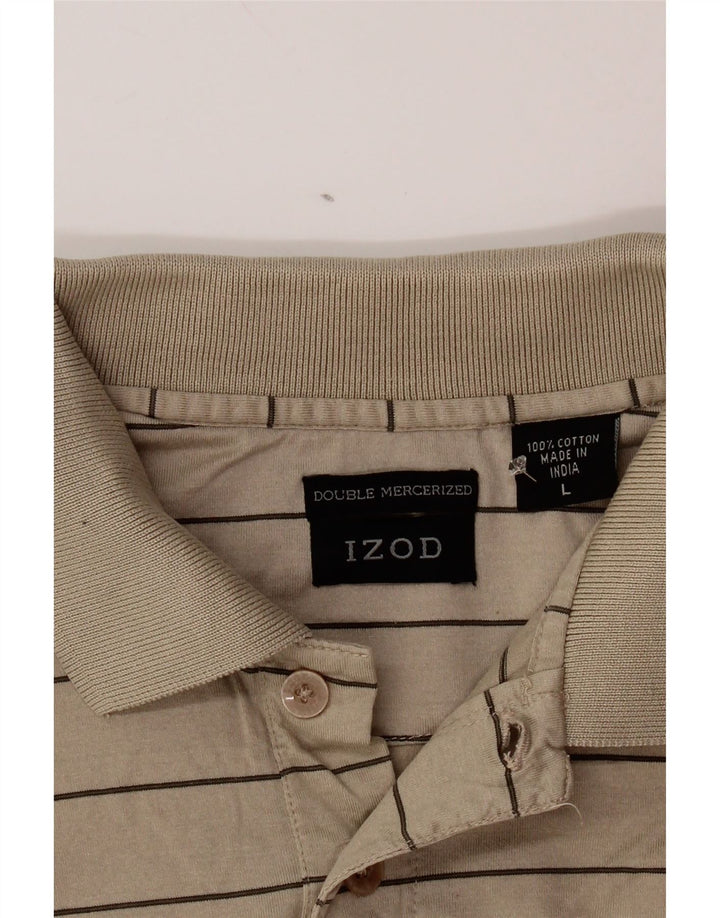 IZOD Herren-Poloshirt, groß, beige, gestreift, Baumwolle