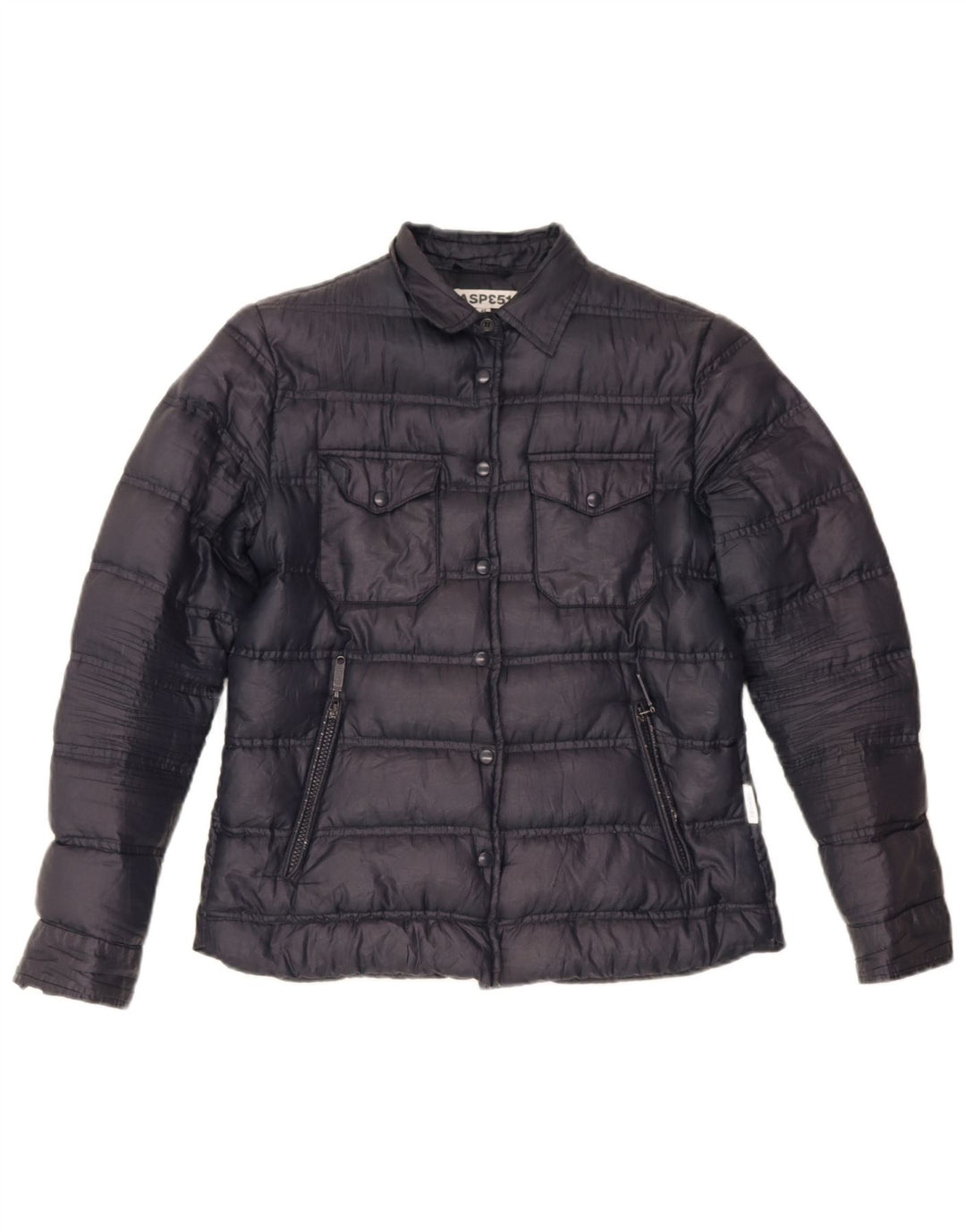 Aspesi Damen Wattierte Jacke UK 12 Medium Marineblau Polyester