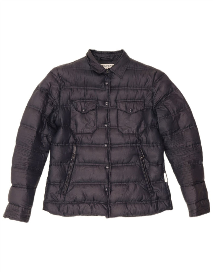 Aspesi Damen Wattierte Jacke UK 12 Medium Marineblau Polyester