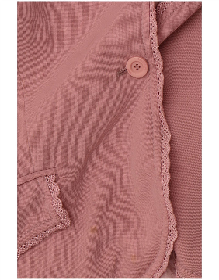 VALENTINO Damen 1-Knopf-Blazerjacke UK 14 Mittelrosa Schurwolle